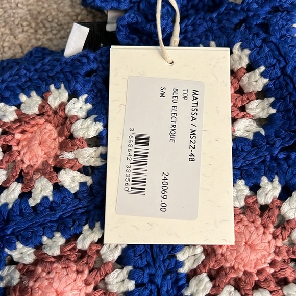 FRNCH blue, crochet, tank top woman, small medium - Picture 2 of 3